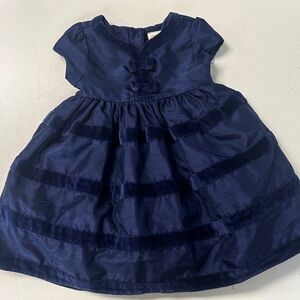 Gymboree Cherished Traditions Velvet Bow Duppioni Dress 12-18m Navy